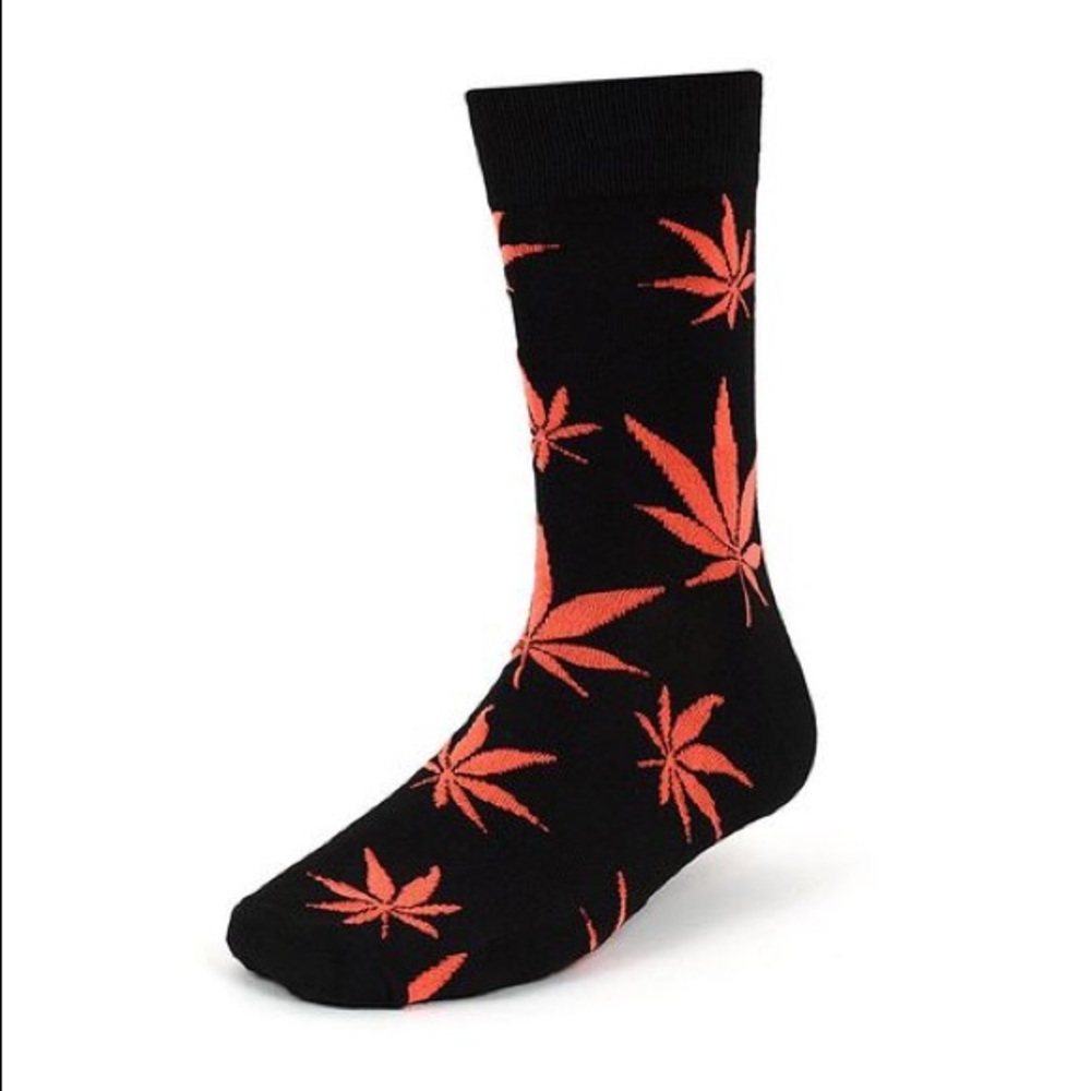 New Leaf Novelty Crew Socks in Orange Black Combo